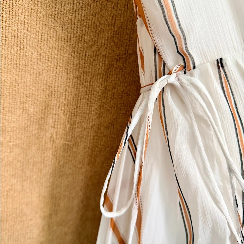 H&M Ivory Maxi Dress with Tan Stripes size 6 - Picture 7 of 16